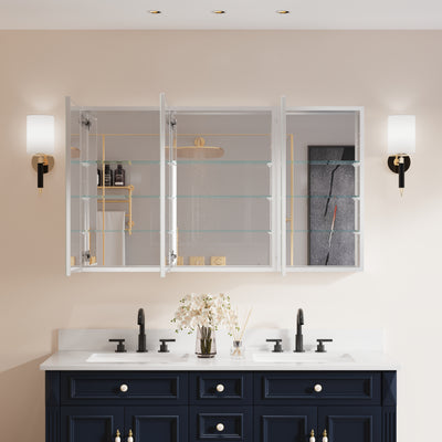 52 in. ×30 in. Copper-Free Tri-Views Mirror Medicine Cabinet with Adjustable Shelves and 3 Doors