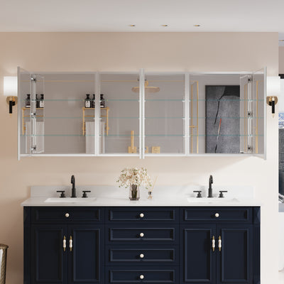80 in. ×30 in. Copper-Free Tri-Views Mirror Medicine Cabinet with Adjustable Shelves and Dual Swing Doors