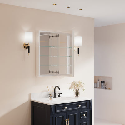 28 in. ×30 in. Copper-Free Tri-Views Mirror Medicine Cabinet with Adjustable Shelves and Dual Swing Doors