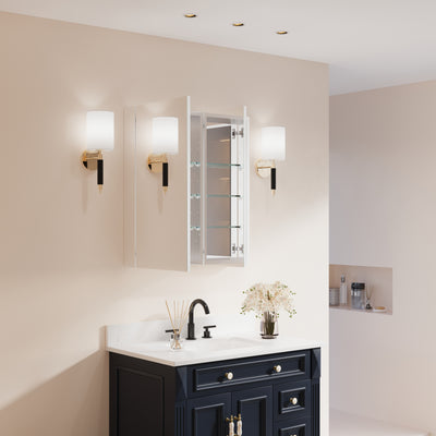 28 in. ×30 in. Copper-Free Tri-Views Mirror Medicine Cabinet with Adjustable Shelves and Dual Swing Doors