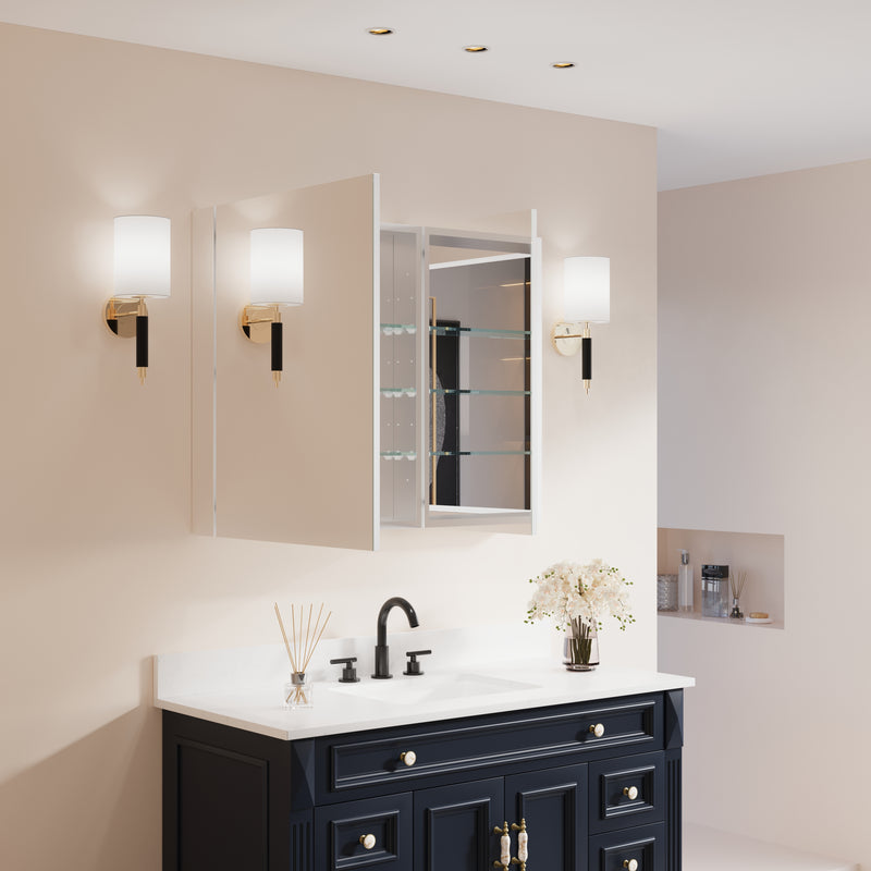 40 in. ×30 in. Copper-Free Tri-Views Mirror Medicine Cabinet with Adjustable Shelves and Dual Swing Doors
