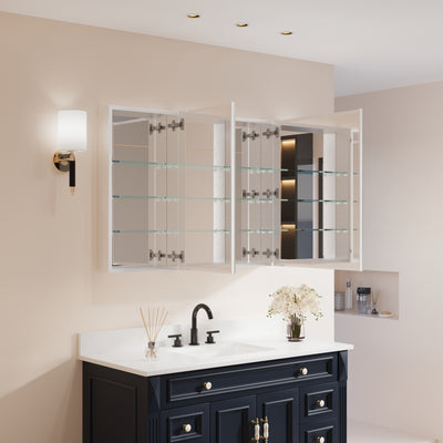 40 in. ×30 in. Copper-Free Tri-Views Mirror Medicine Cabinet with Adjustable Shelves and Dual Swing Doors