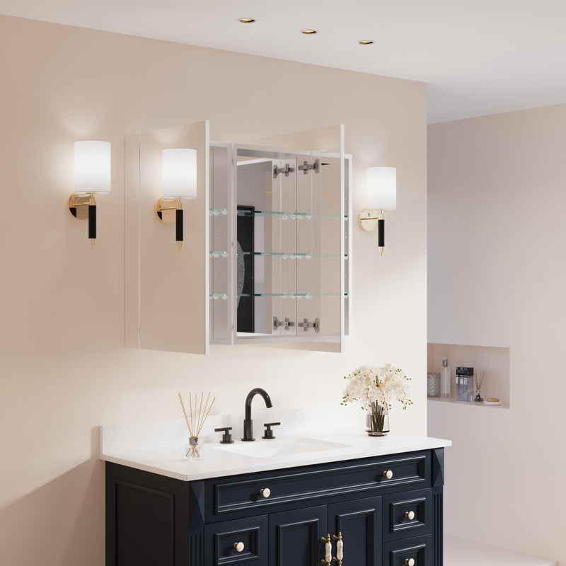 40 in. ×30 in. Copper-Free Tri-Views Mirror Medicine Cabinet with Adjustable Shelves and Dual Swing Doors