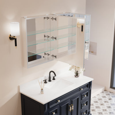 40 in. ×30 in. Copper-Free Tri-Views Mirror Medicine Cabinet with Adjustable Shelves and Dual Swing Doors