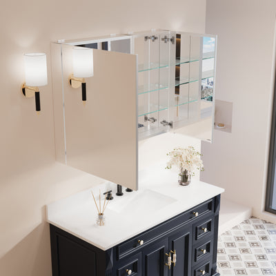 40 in. ×30 in. Copper-Free Tri-Views Mirror Medicine Cabinet with Adjustable Shelves and Dual Swing Doors