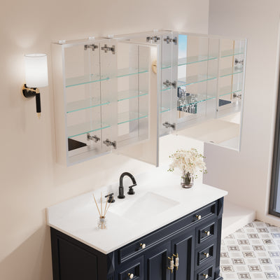 40 in. ×30 in. Copper-Free Tri-Views Mirror Medicine Cabinet with Adjustable Shelves and Dual Swing Doors