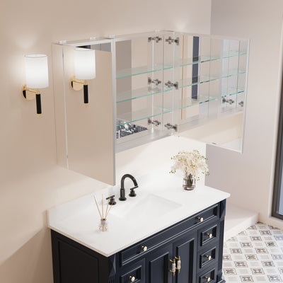40 in. ×30 in. Copper-Free Tri-Views Mirror Medicine Cabinet with Adjustable Shelves and Dual Swing Doors