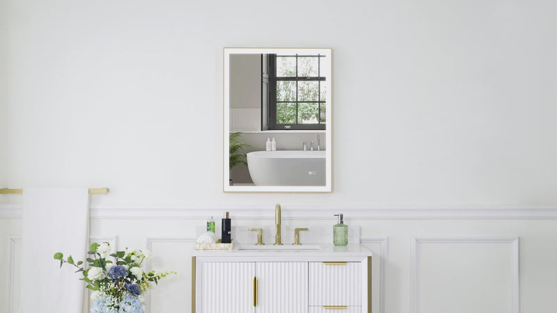 24 in. W x 32 in. H Aluminium Framed Rectangular LED Light Bathroom Vanity Mirror