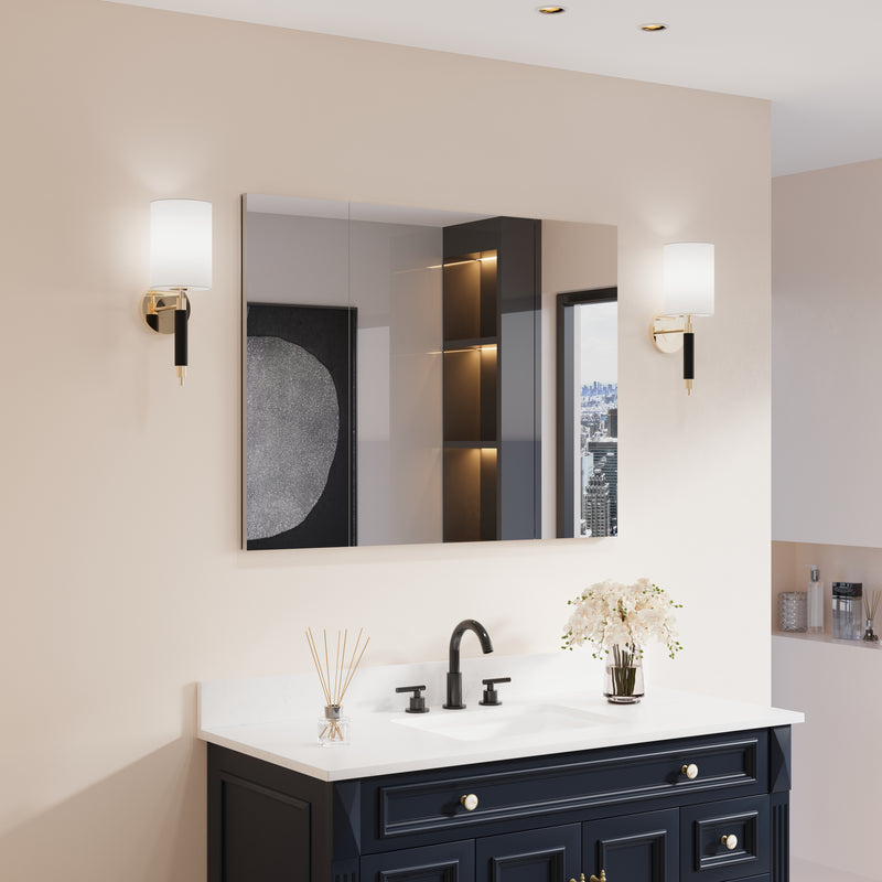 40 in.x 30 in. Copper-Free Tri-Views Mirror Cabinet with Adjustable Shelves and Triple Swing Doors