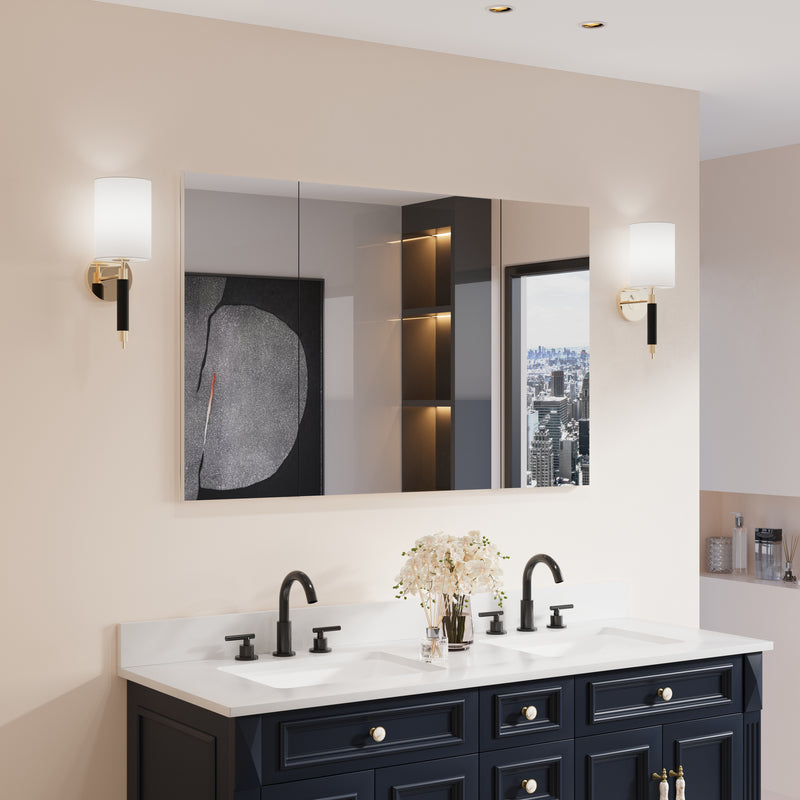 48 in. x30 in. Copper-Free Tri-Views Mirror Medicine Cabinet with Adjustable Shelves and 3 Doors