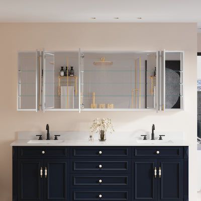 84 in. x30 in. Copper-Free Tri-Views Mirror Medicine Cabinet with Adjustable Shelves and 5 Doors