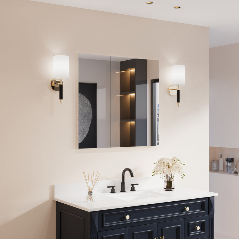 32 in. x 30 in. Copper-Free Tri-Views Mirror Medicine Cabinet with Adjustable Shelves and Dual Swing Doors