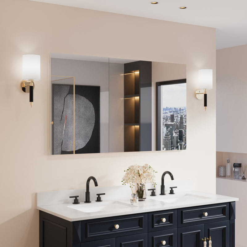 52 in. x30 in. Copper-Free Tri-Views Mirror Medicine Cabinet with Adjustable Shelves and 3 Doors