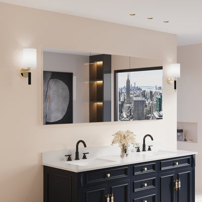 72 in. ×30 in. Copper-Free Tri-Views Mirror Medicine Cabinet with Adjustable Shelves and 4 Swing Doors