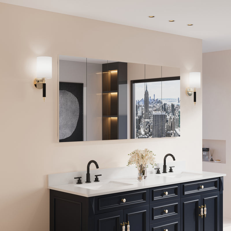 64 in. x30 in. Copper-Free Tri-Views Mirror Medicine Cabinet with Adjustable Shelves and 5 Doors