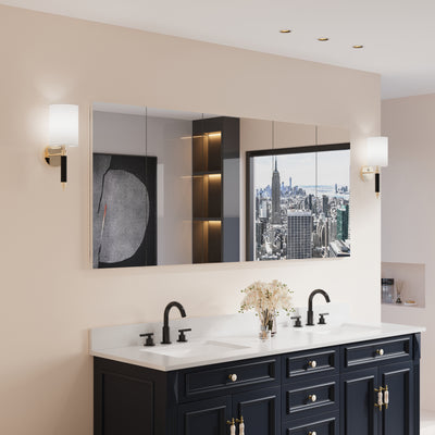 72 in. ×30 in. Copper-Free Tri-Views Mirror Medicine Cabinet with Adjustable Shelves and 5 Doors
