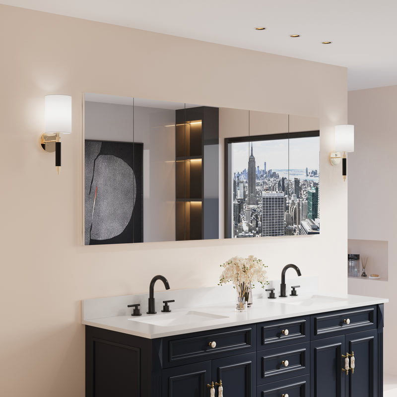 72 in. ×30 in. Copper-Free Tri-Views Mirror Medicine Cabinet with Adjustable Shelves and 5 Doors