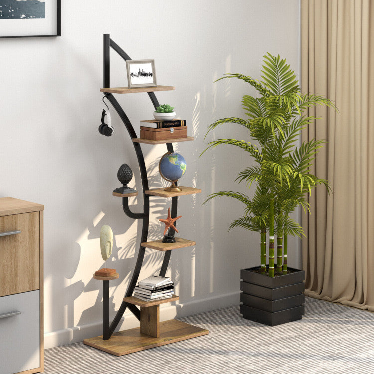 curved indoor plant stand 6-Tier 9 Potted Metal Plant Stand Holder Display Shelf with Hook – Forclover