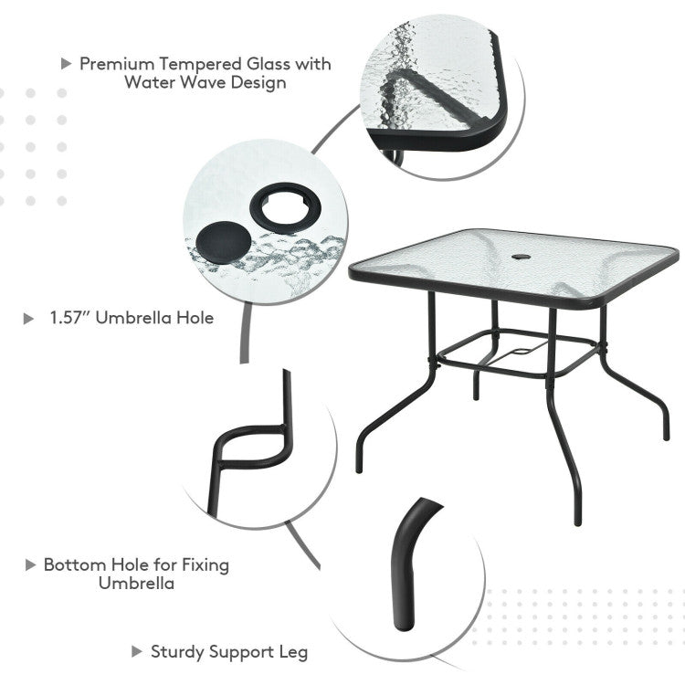 6 Pieces Patio Dining Set with Umbrella