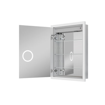24 in. x 32 in. Lighted LED Anti-fog Surface/Recessed Mount Silver Mirrored Soft Close Left Medicine Cabinet