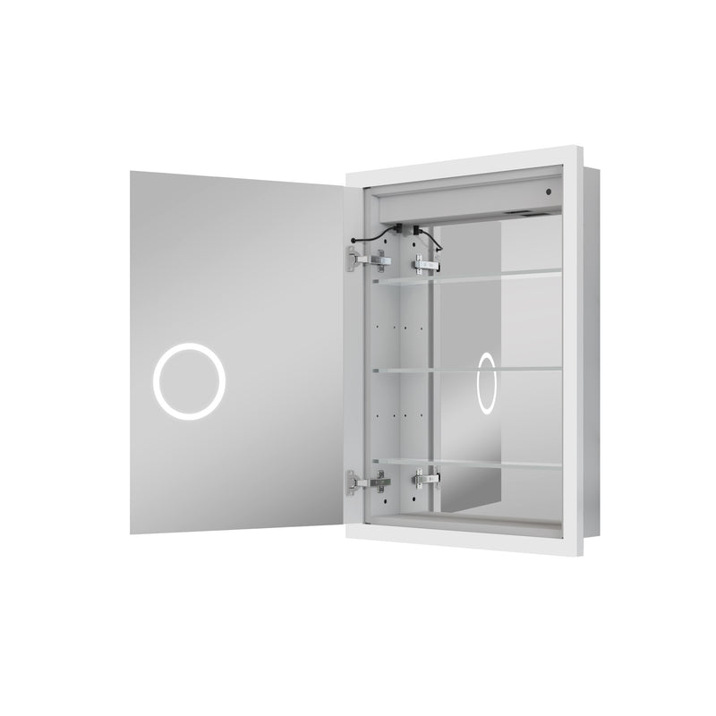 24 in. x 32 in. Lighted LED Anti-fog Surface/Recessed Mount Silver Mirrored Soft Close Left Medicine Cabinet