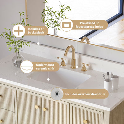 48" ASH Bathroom Vanity with Single Undermount Sink, 6 Dovetail-constructed Drawers, 2 Soft-Closing Doors