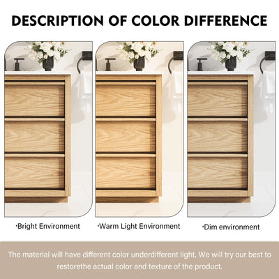 60 Inch Oak Soild Wood Bathroom Vanity with Double Undermount Sinks, 6 Dovetail-constructed Drawers