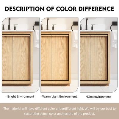 60 Inch Oak Soild Wood Bathroom Vanity with Double Undermount Sinks, 3 Dovetail-constructed Drawers and 4 Soft-close Doors