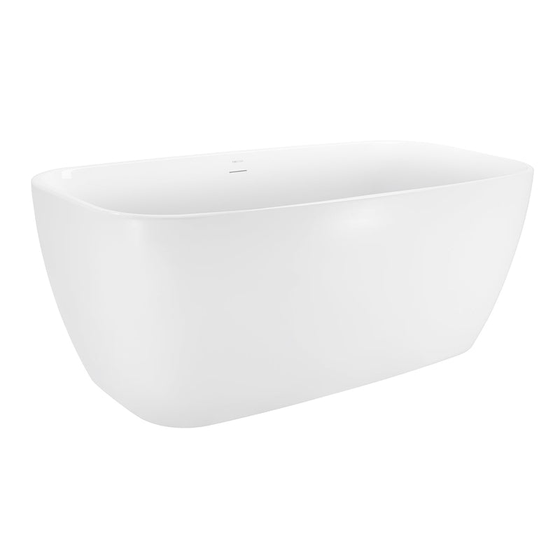 28-in W x 59-in L Gloss White Acrylic Oval Freestanding Soaking Bathtub