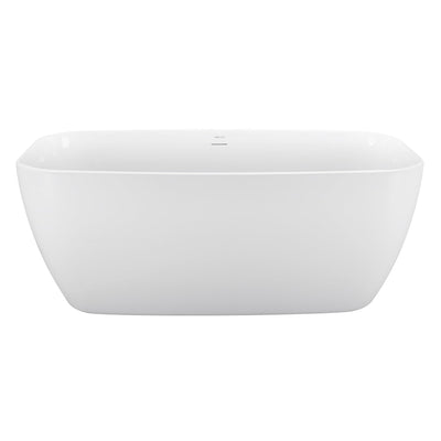 28-in W x 59-in L Gloss White Acrylic Oval Freestanding Soaking Bathtub