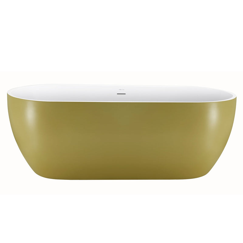 28-in W x 59-in L with Polished Chrome Trim Acrylic Oval Freestanding Soaking Bathtub