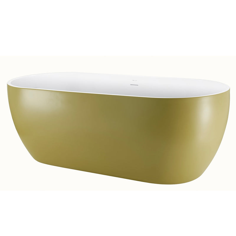 28-in W x 59-in L with Polished Chrome Trim Acrylic Oval Freestanding Soaking Bathtub