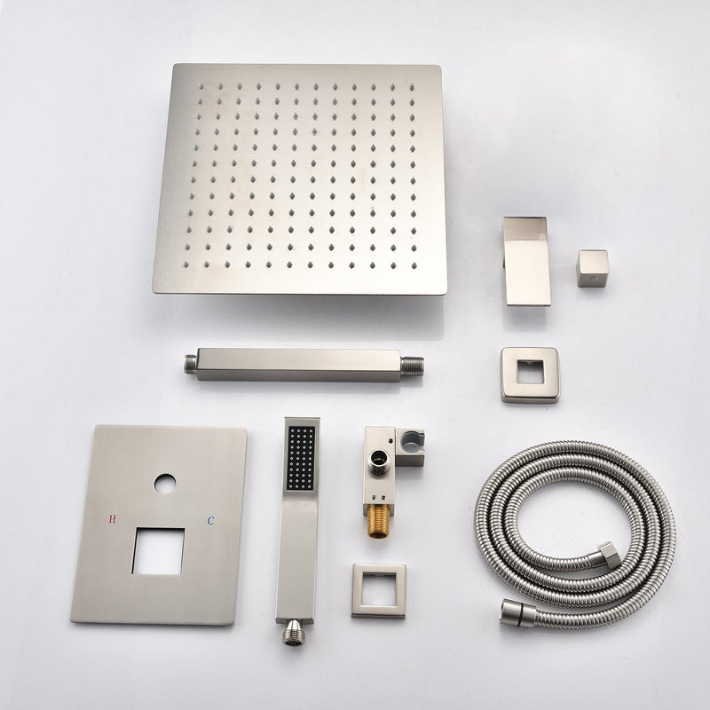 Ceiling Mounted Shower System Combo Set with Handheld and 12 in. Shower head