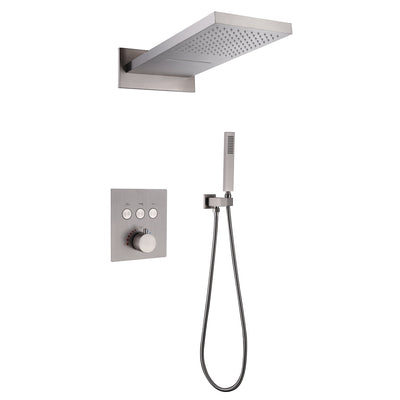 Thermostatic Shower System Matte Black Rainfall Shower Head with Handheld Sprayer