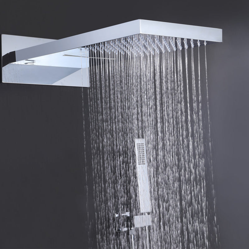 Thermostatic Shower System Matte Black Rainfall Shower Head with Handheld Sprayer