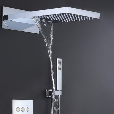 Thermostatic Shower System Matte Black Rainfall Shower Head with Handheld Sprayer