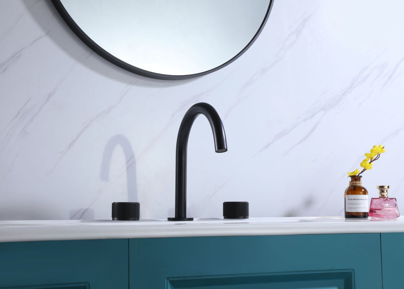 3 Holes Widespread Black Bathroom Faucet Two Handles Basin Sink Mixer Tap