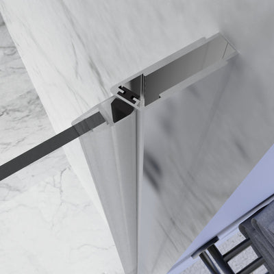30inch W x 72inch H Pivot Shower Door Semi-Frameless Chrome Hinged Glass Shower Door with Handle