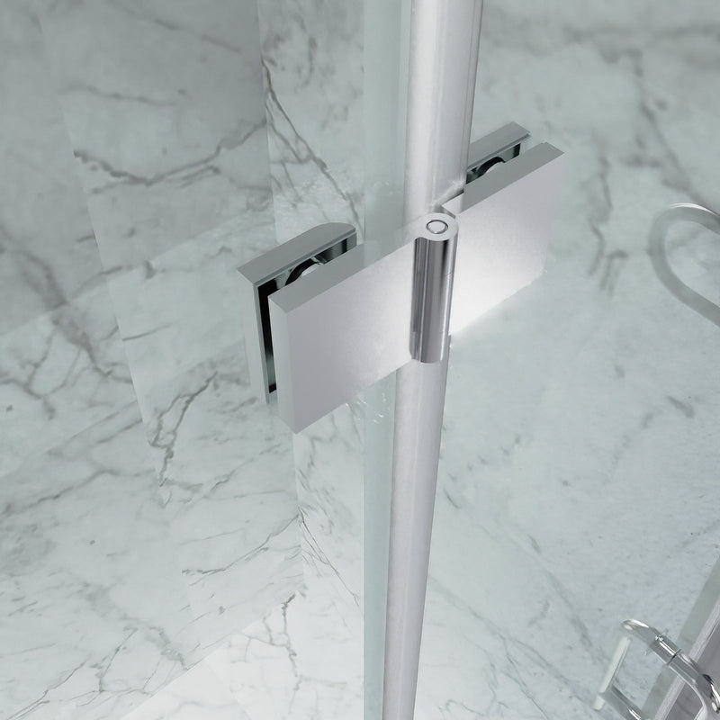 34inch W x 72inch H Folding Semi-Frameless Swing Hinged Shower Doors in Chrome