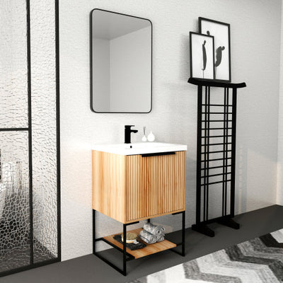 24 Inch Freestanding Bathroom Vanity With Resin Basin