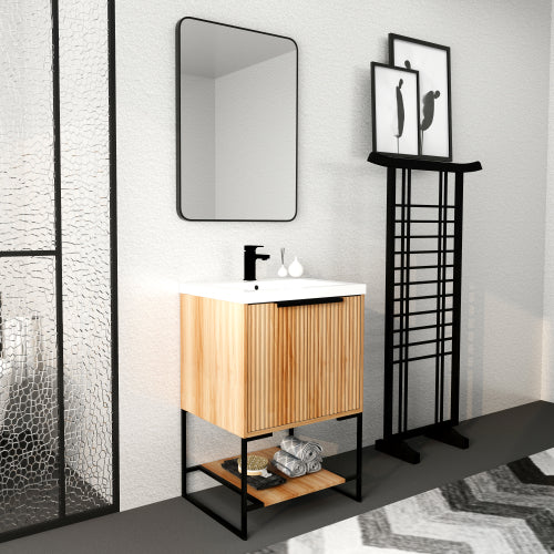 24 Inch Freestanding Bathroom Vanity With Resin Basin