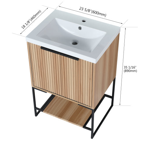 24 Inch Freestanding Bathroom Vanity With Resin Basin