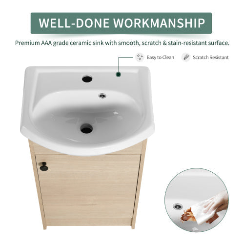 18 Inch Freestanding Bathroom Vanity, Small Bathroom Vanity With Sink, Bathroom Vanity and Sink Combo