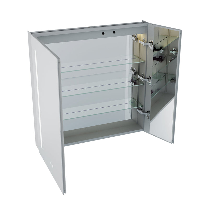 36-in x 30-in Lighted LED Surface/Recessed Mount Aluminum Mirrored Medicine Cabinet with Outlet