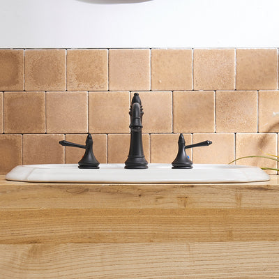 8 in. Widespread Double Handle Classical Spout Bathroom Faucet with Drain Kit Included in Matte Black