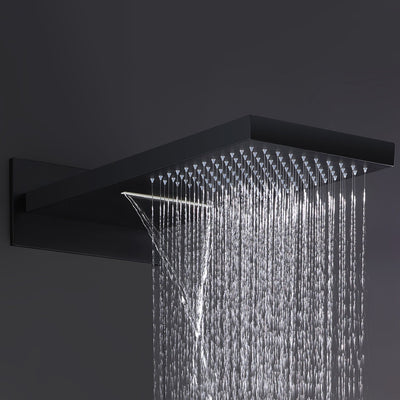 Thermostatic Shower System Matte Black Rainfall Shower Head with Handheld Sprayer