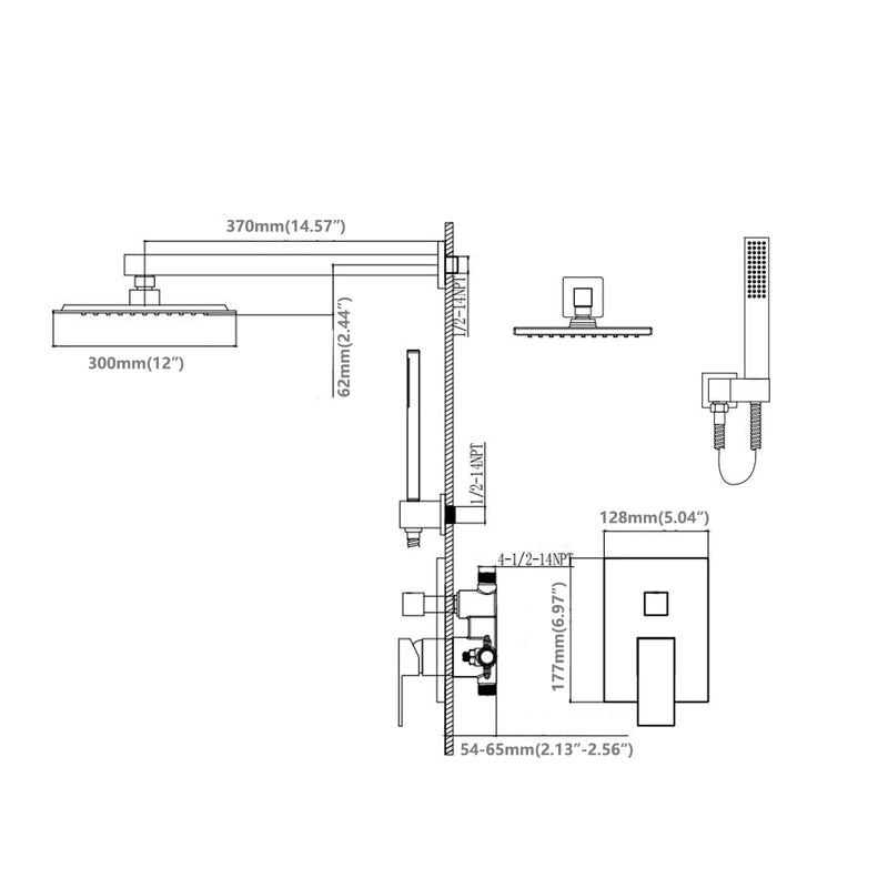 Rain Shower Head Systems Wall Mounted Shower