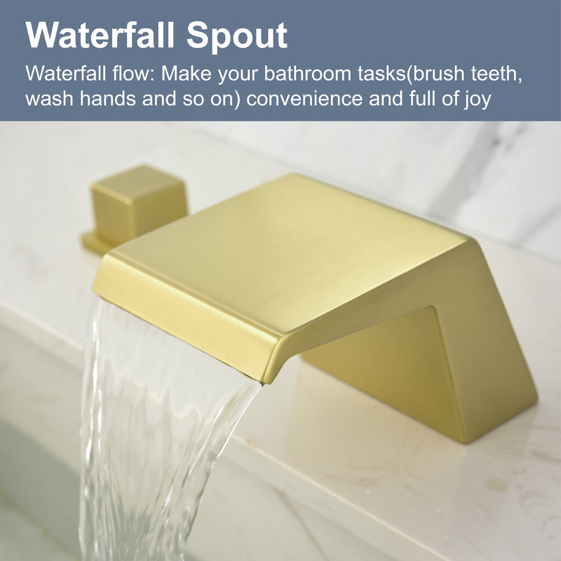 Double Handles Waterfall Widespread Bathroom Faucet
