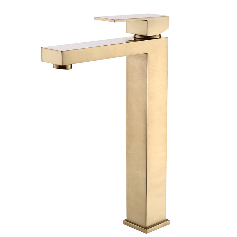 Single Handle Single Hole Bathroom Faucet in Brushed Gold