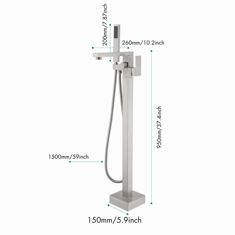 Floor Mount Bathroom Faucets Brass Single Handle with Hand Shower